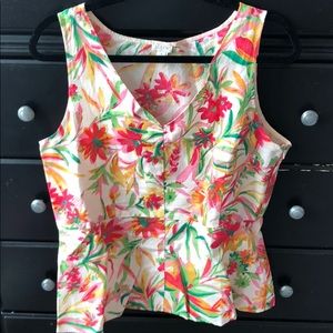 J.Crew Linen Floral Peplum Top w/Side ZIP Sz 12